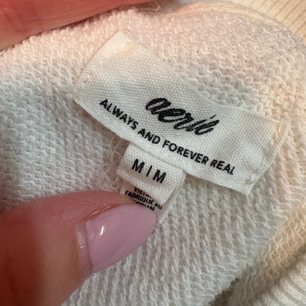 Aerie Cream Sweatshirt with Pink Bow Design - Picture 4 of 5